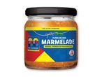 Maribel jubilæumsmarmelade med ananas, fersken og passionsfrugt i en glaskrukke.