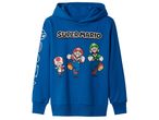 Син детски суитшърт с качулка Super Mario с Марио, Луиджи и Тоад.