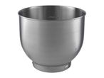 Stainless steel mixing bowl with a 'MAX' fill line, isolated on a white background.