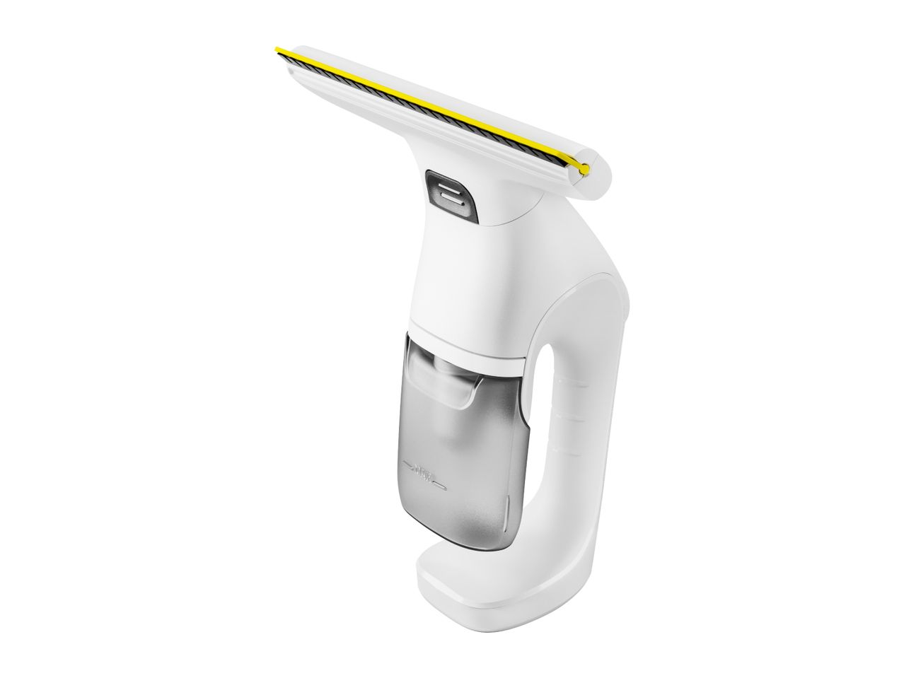 White and grey window vacuum cleaner with a yellow squeegee blade.