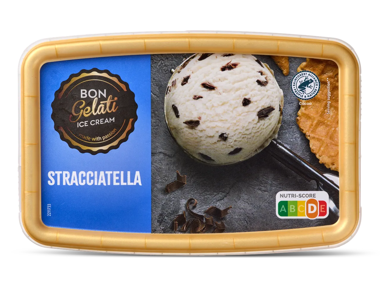 Bon Gelati Stracciatella ijs met stukjes chocolade.