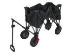 Foldable wagon with black fabric container and sturdy wheels.
