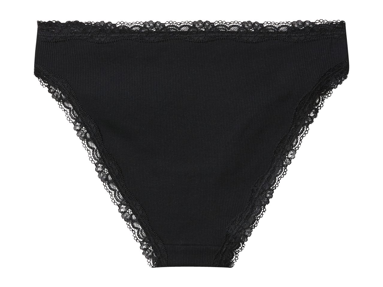 Black ribbed lace trim briefs