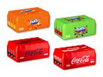 Fire pakker med 24 sodavand á 250 ml: to Fanta (orange og eksotisk) og to Coca-Cola (Zero Sugar og Original Taste).