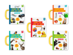 Fünf farbenfrohe Kinderbücher mit Tier- und Fahrzeugmotiven.