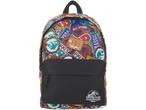 Jurassic World backpack with vintage collage print.
