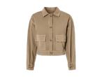 Beige Kurzjacke mit Pattentaschen.