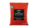 A bag of Thai Sweet Chilli hand-cooked potato crisps with a 'New Look, Same Great Taste' label.