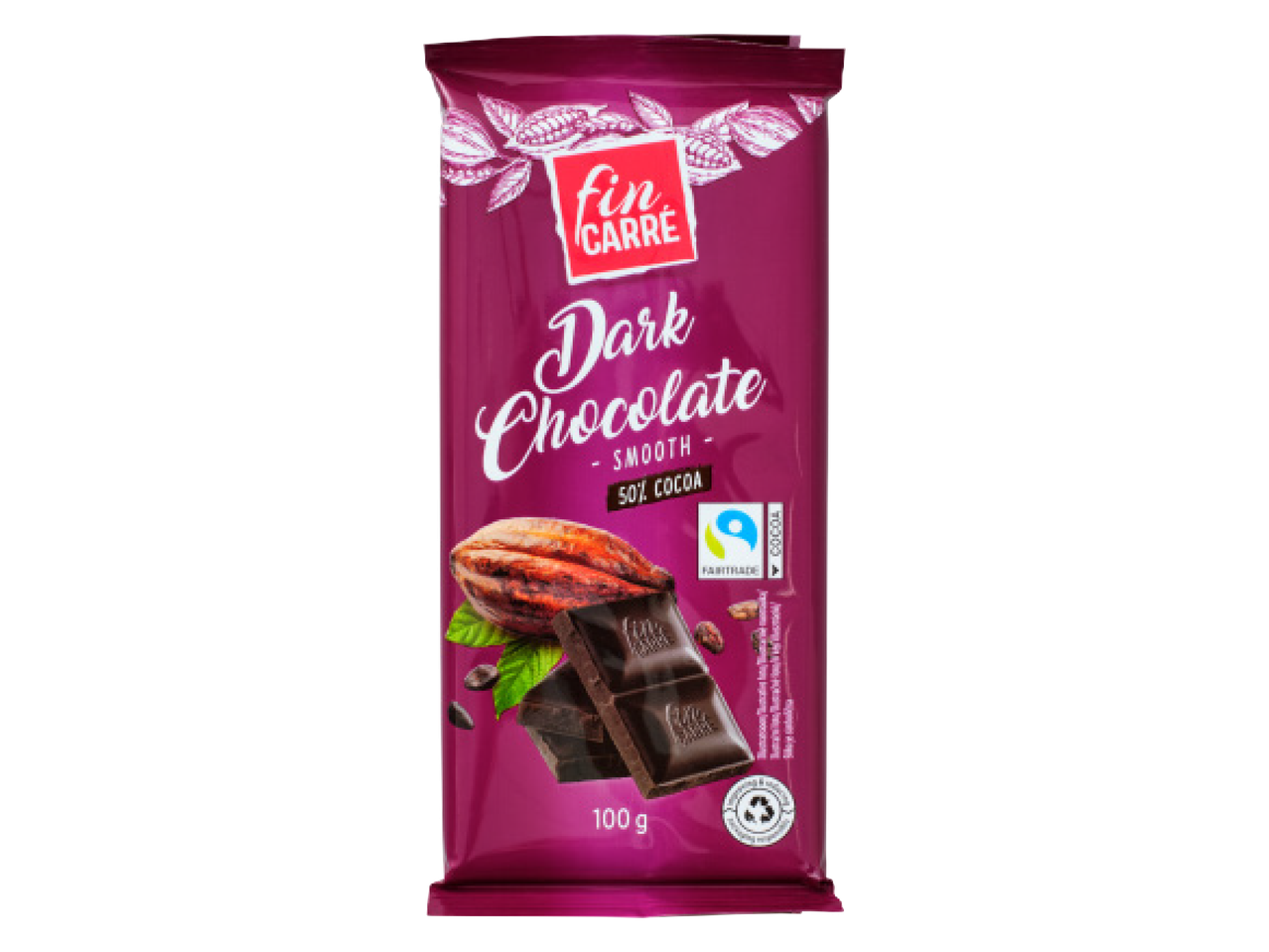 Fin Carré tumšā šokolāde ar 50% kakao saturu, 100g iepakojums