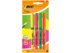 Markere BIC Highlighter Grip, pachet de 4 în galben, roz, verde și portocaliu.