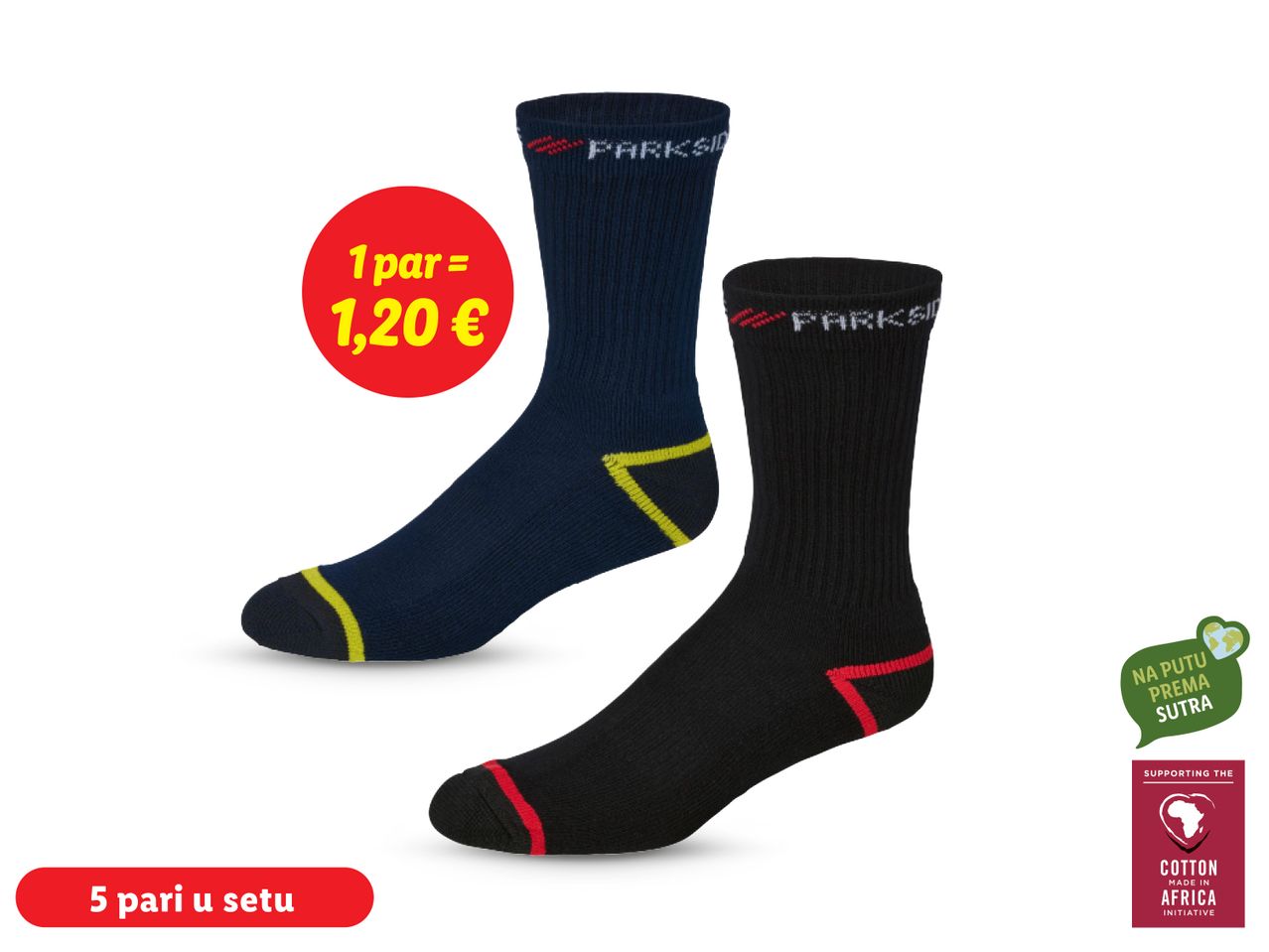 Parkside čarape: 5 pari u setu, 1 par = 1,20 €