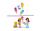 Two toy figures with a toy ice cream stand and three toy ice creams, plus two toy smartphones.
