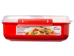 Sistema Microwave rectangular lunchbox, 42.2 oz / 1.25L, red with clear lid
