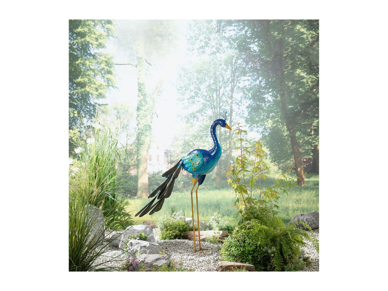 Go to full screen view: Livarno Home Metal Peacock Bird Ornament - Closed Tail - Image 2