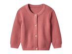 Pink knitted baby cardigan with wooden buttons