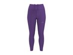 Purple women's athletic leggings with a side pocket and a small logo on the thigh.