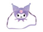 A purple Kuromi-themed plush shoulder bag with a strap.
