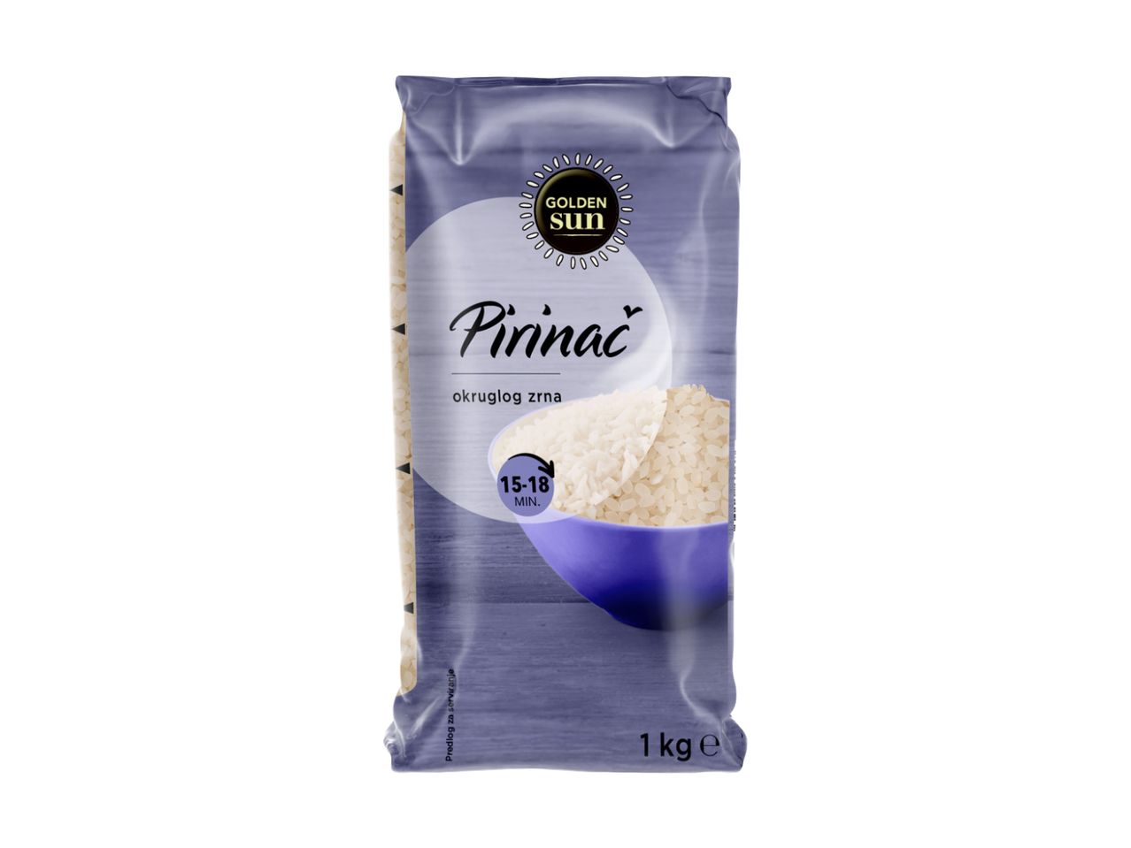 Pakovanje pirinča okruglog zrna marke Golden Sun, 1 kg.