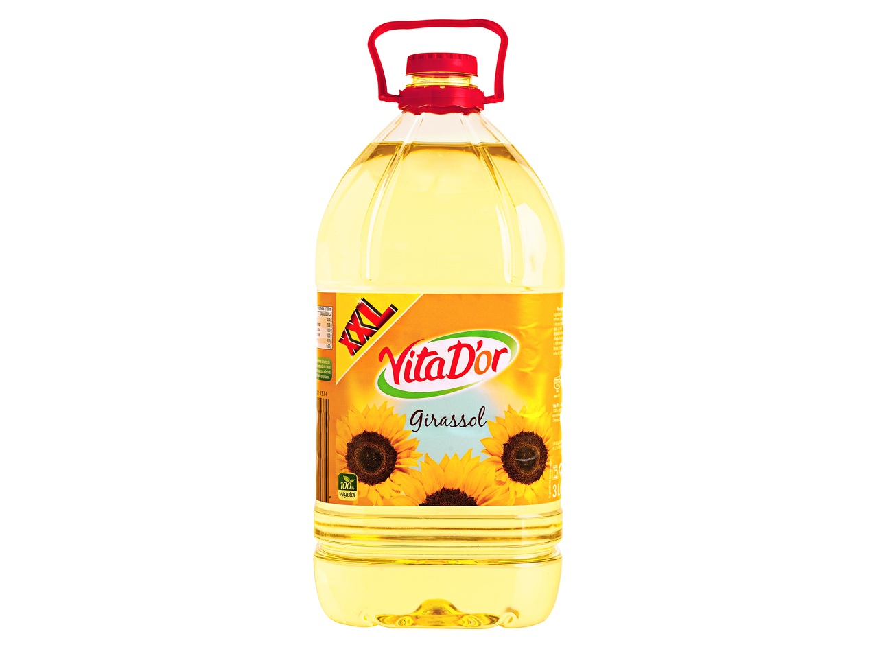 Vita D'or Óleo de Girassol XXL em garrafa de 3 litros.