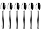 Šest srebrnih desertnih žlica SILVERCREST od nehrđajućeg čelika na crnoj pozadini.