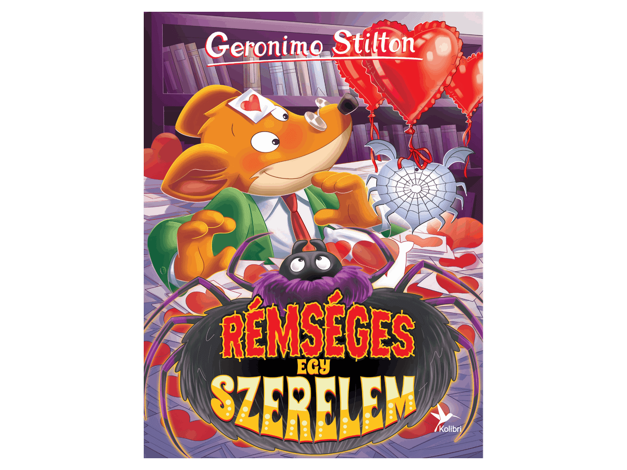 Rémséges egy szerelem című gyerekkönyv színes, pókos borítója.