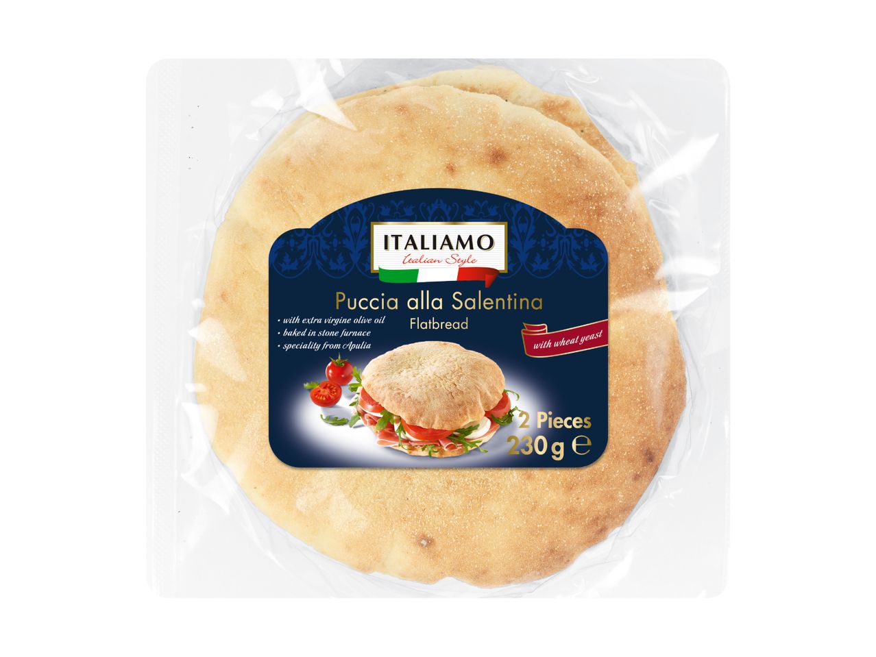 Pacchetto di due focacce Pugliesi all'olio extra vergine di oliva Italamo.