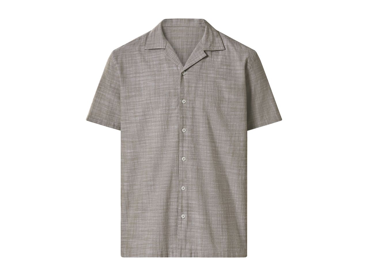 Men's short-sleeved casual shirt in a textured light brown fabric