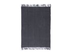 Dark grey woven rug with fringed edges