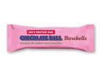 En lyserød Barebells proteinbar med smagen 'Chocolate Ball' og teksten '16 GRAMS OF PROTEIN • NO ADDED SUGAR'.