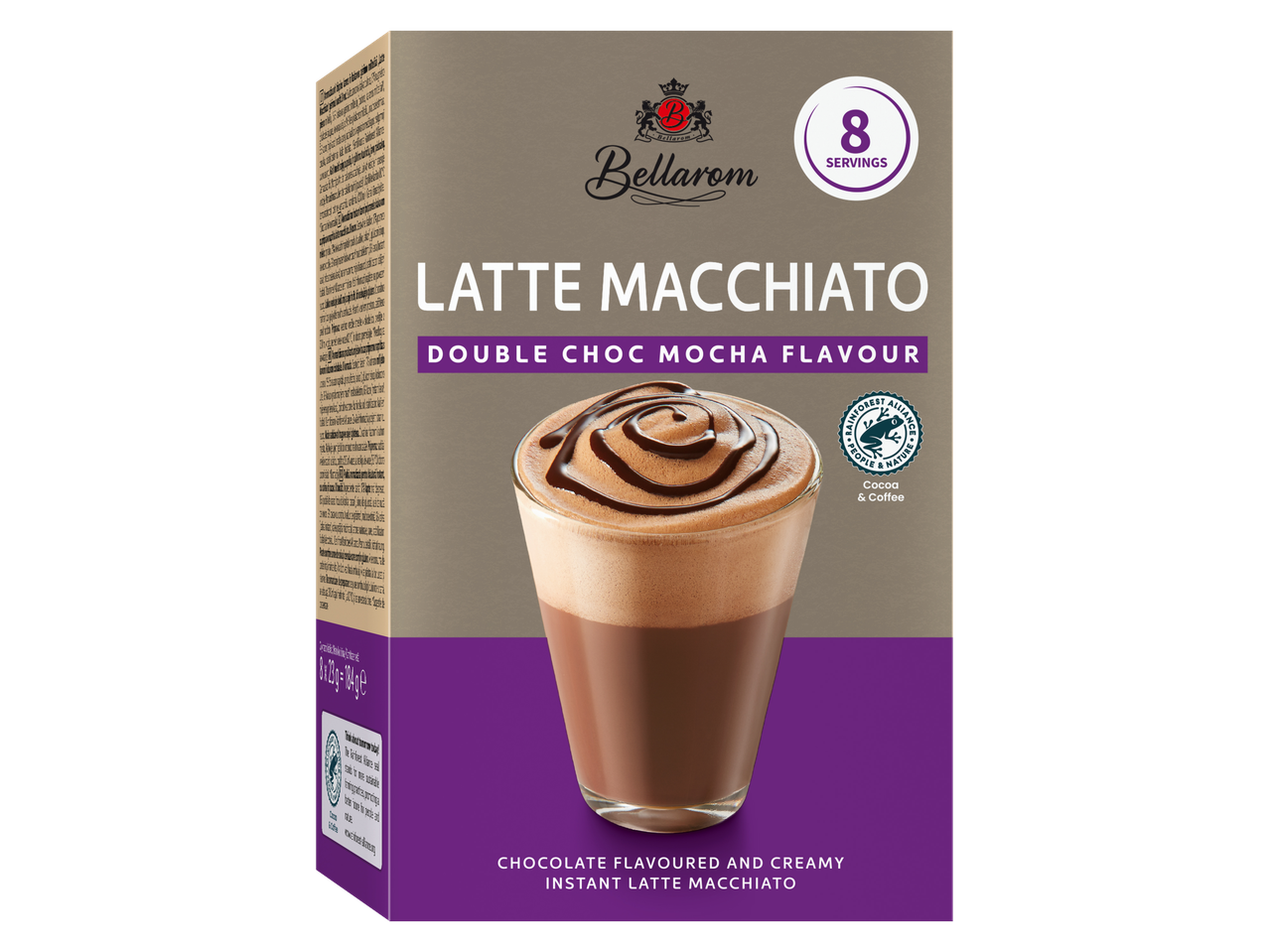 BELLAROM Latte Macchiato, aromă dublă de ciocolată și mocha, 8 porții, 184g.