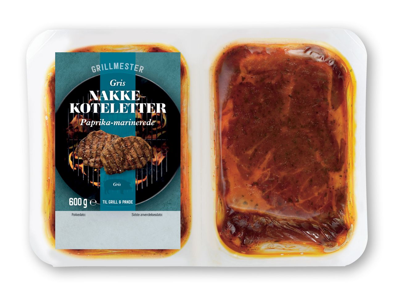 Pakke med færdiglavet laksefilet.