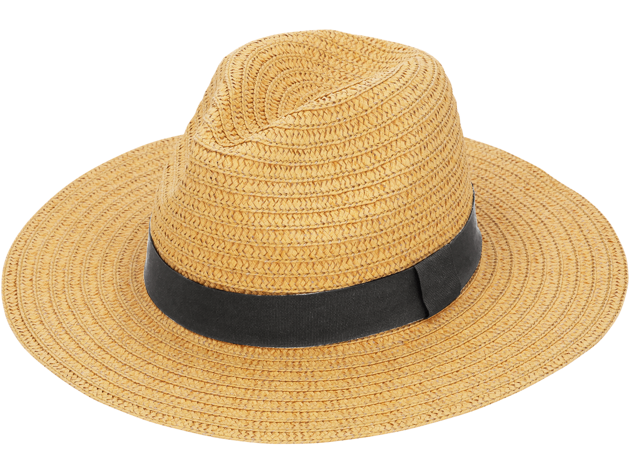 Chapéu de verão ESMARA, chapéu panamá de palha com fita preta.