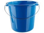 Seau en plastique bleu avec anse métallique