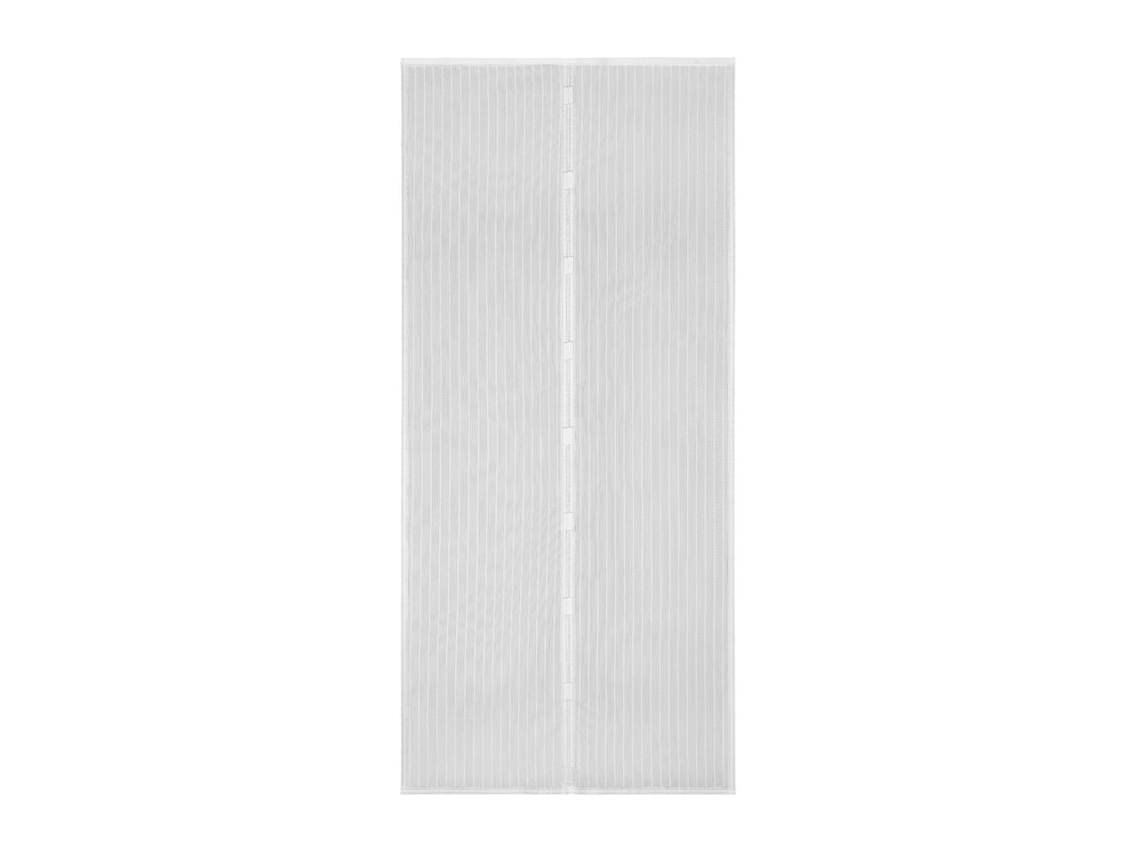 White magnetic insect screen for doors, featuring a fine mesh and vertical stripes.