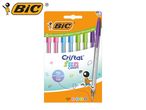 BIC Cristal Fun Colours ballpoint pens in a pack of eight, featuring bold writing and vibrant colors.