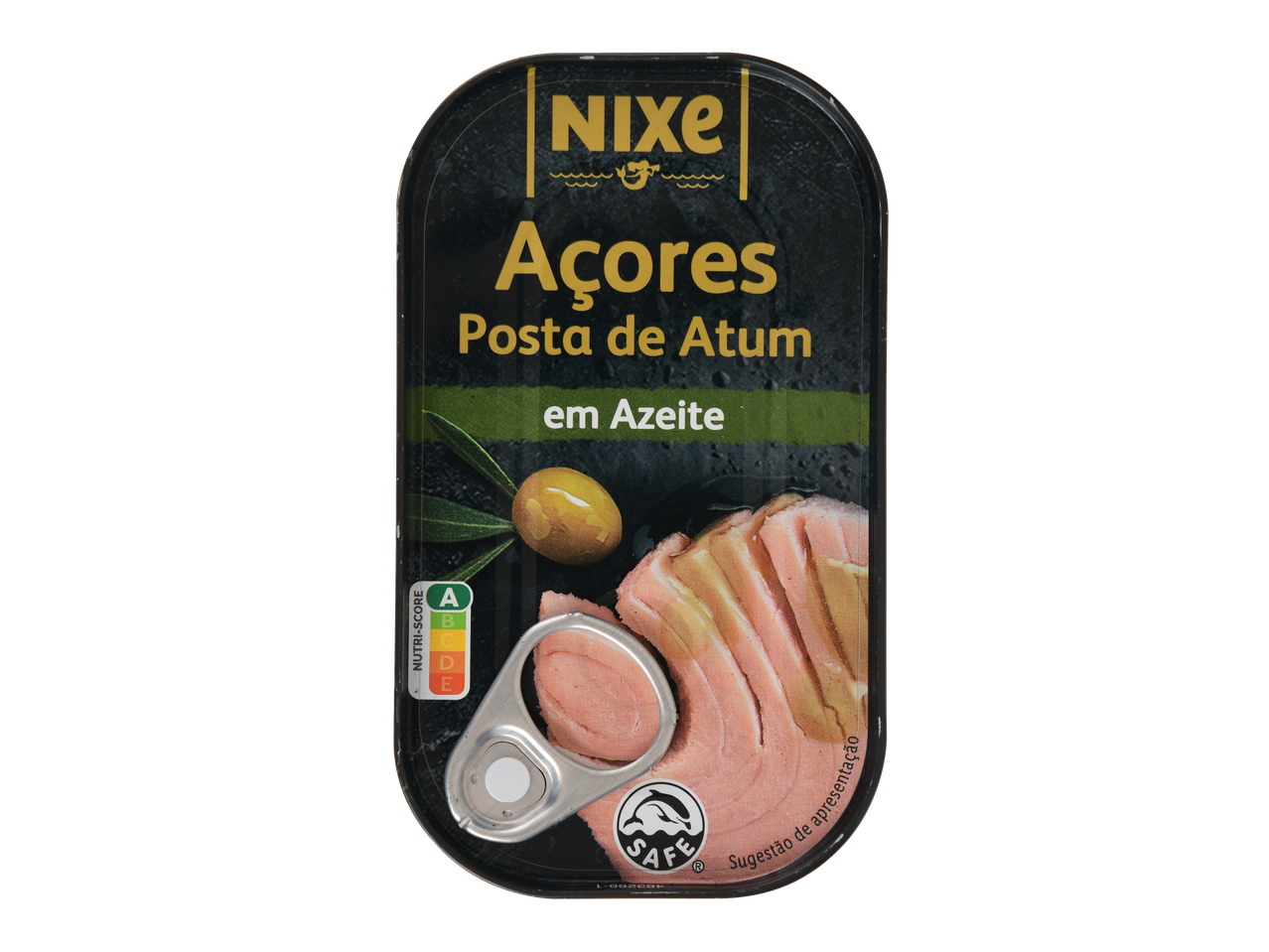 Nixe Açores posta de atum em azeite, com Nutri-score A e selo dolphin-safe.