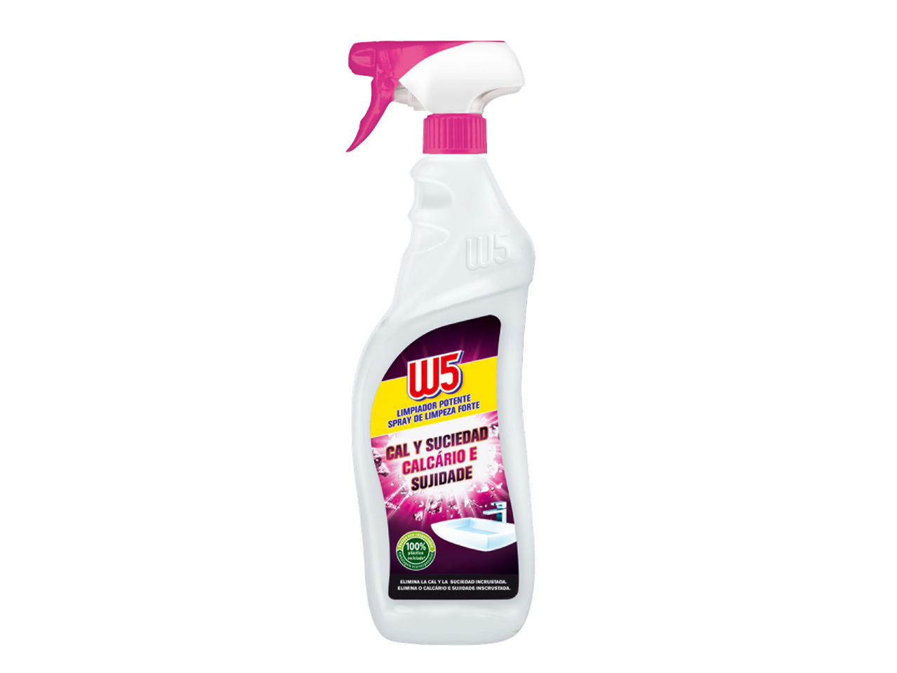 W5 limpador potente em spray para remover calcário e sujeira.