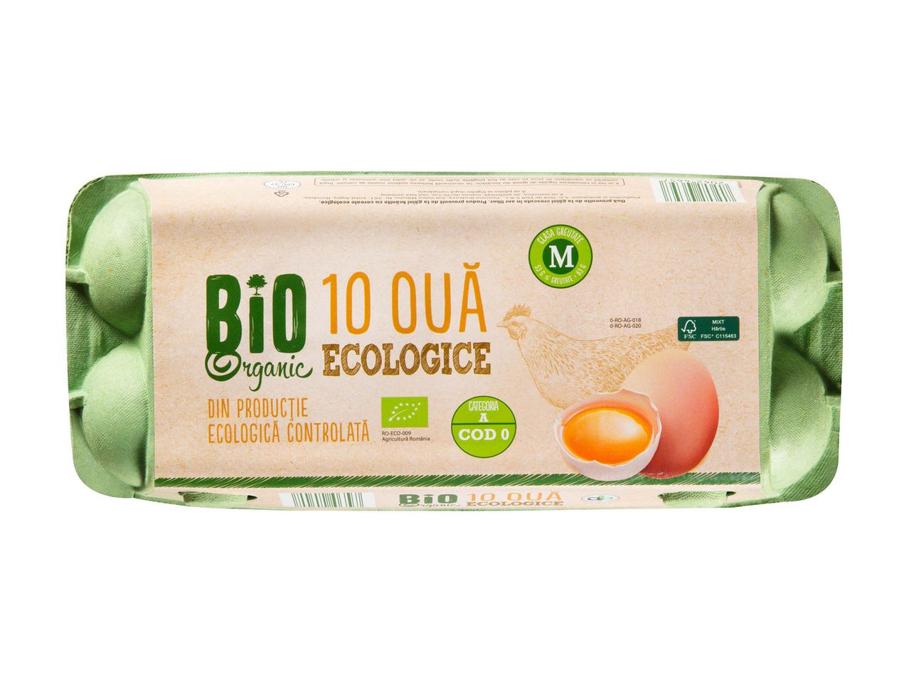 10 ouă bio în cutie.