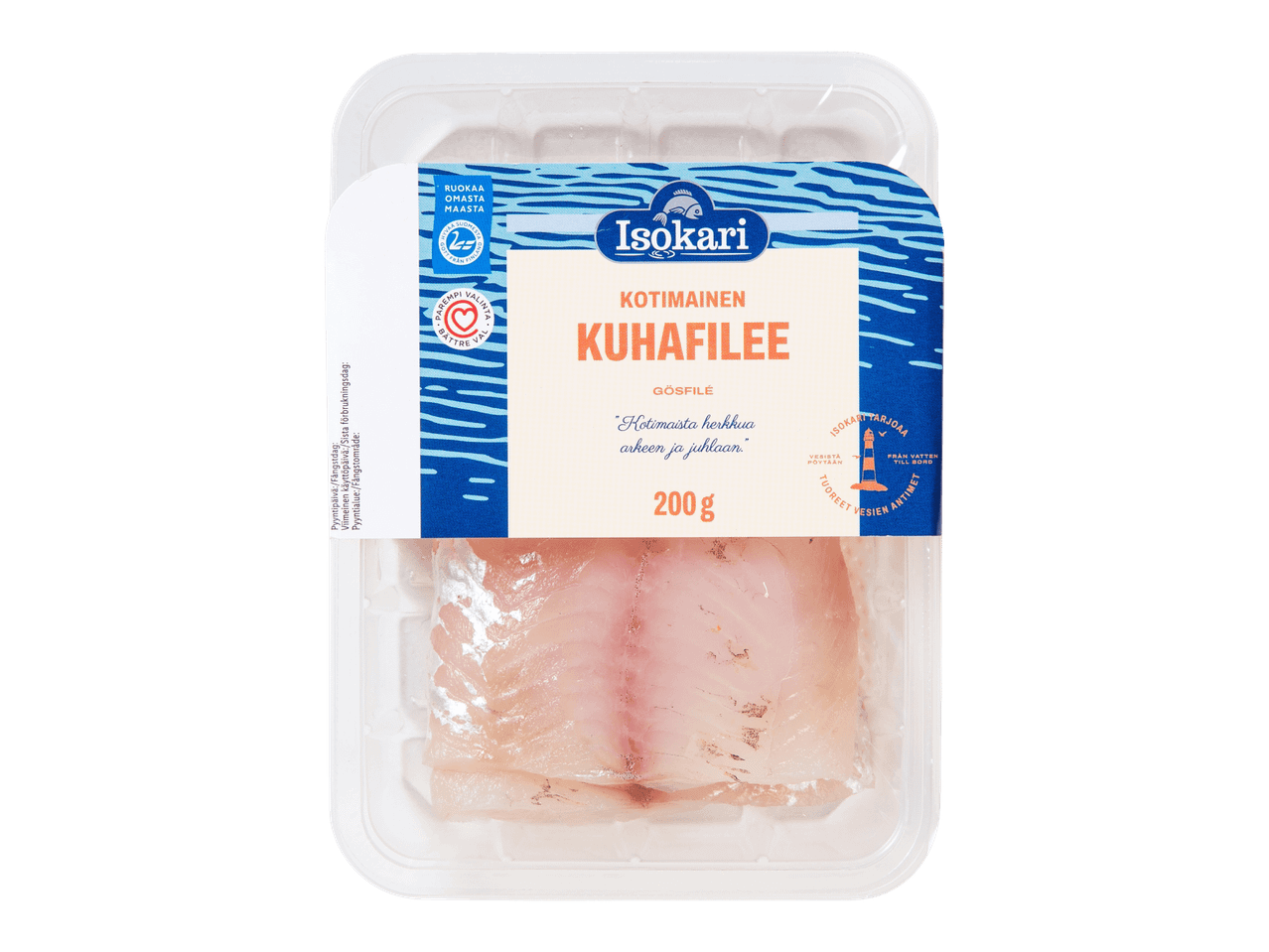 Pakkaus kotimaista kuhafileetä, 200 g.