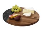 Cheese board with grapes, figs, and brie cheese.