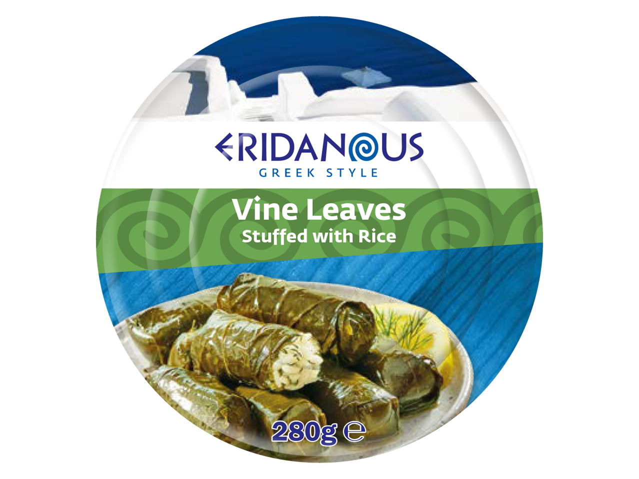 Eridanus style grec, feuilles de vigne farcies au riz, 280g.