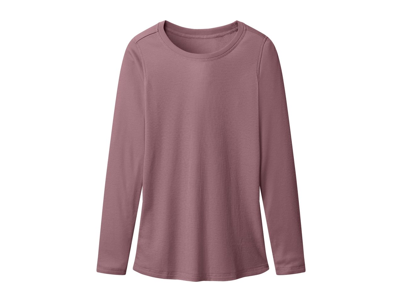 Long-sleeved mauve t-shirt with a round neck