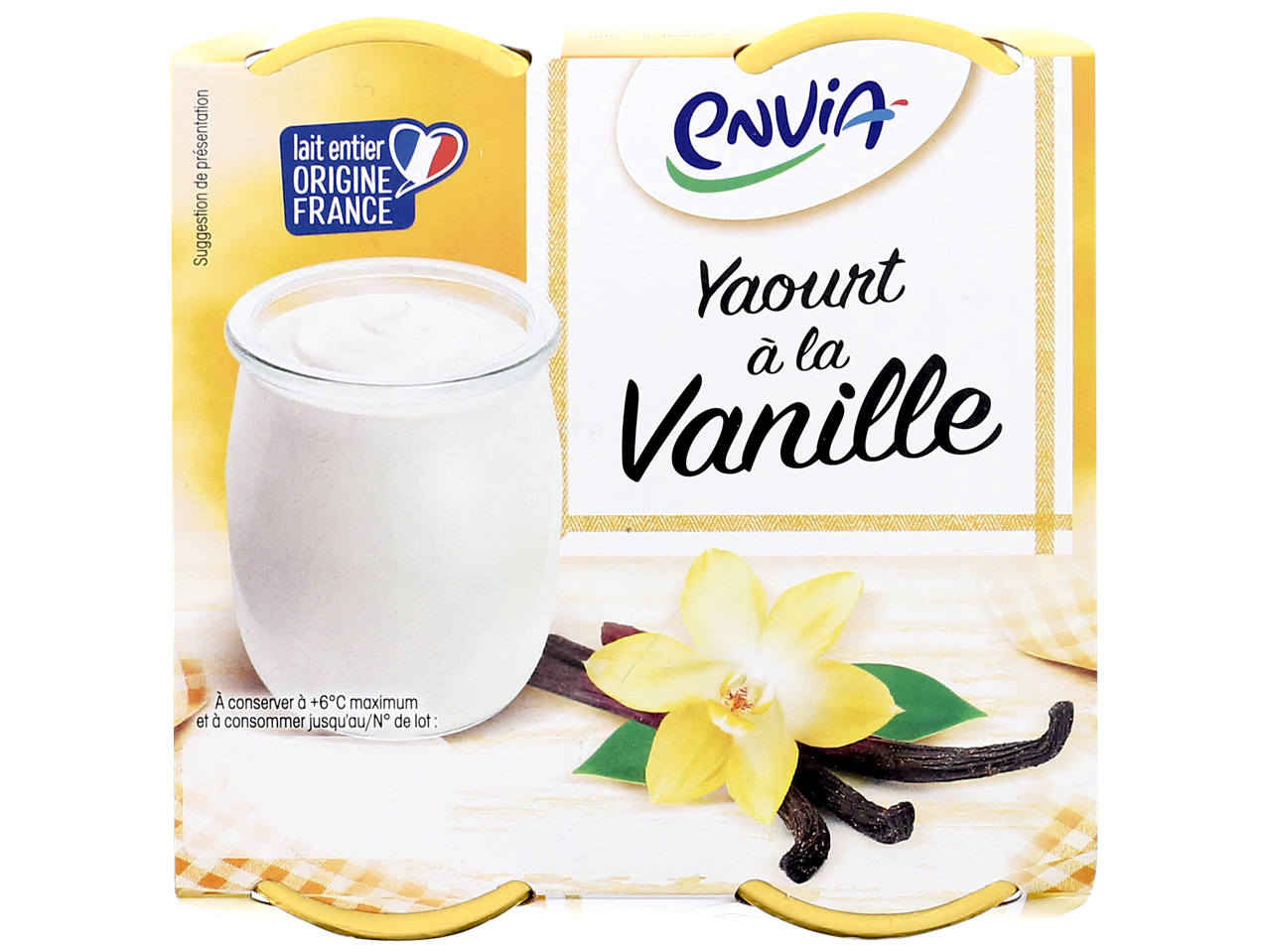 Yaourt à la vanille avec lait entier d'origine France.
