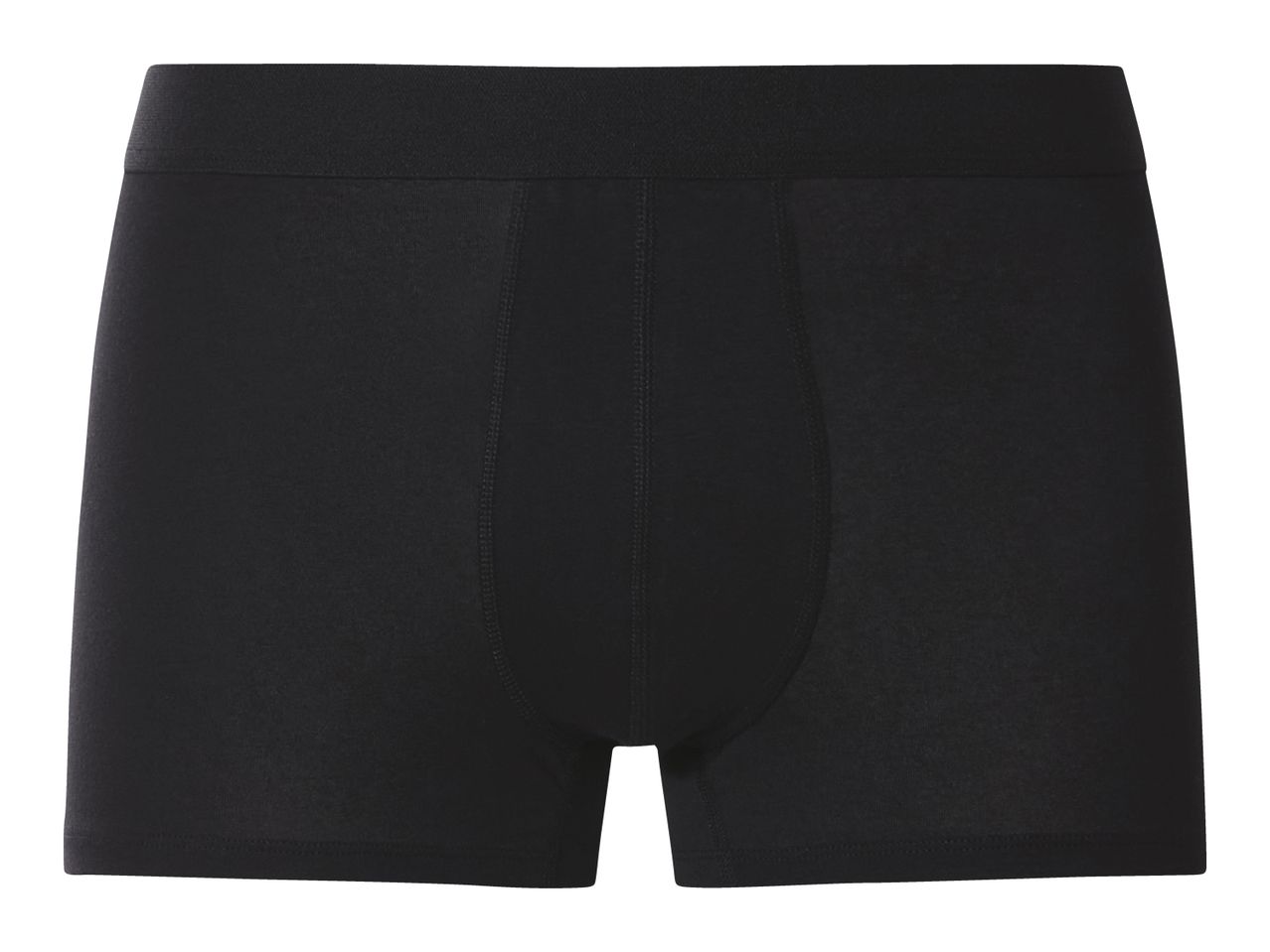 Black men's boxer briefs with an elastic waistband.