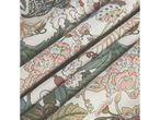 Floral fabric in muted pinks, greens, and browns.