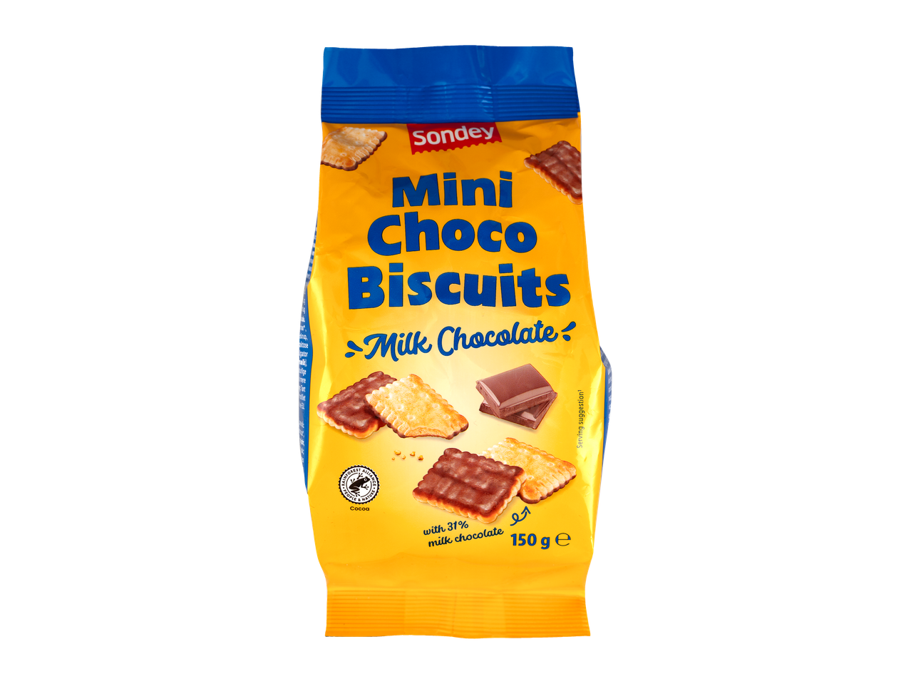 SONDEY Mini Biscuiți cu Ciocolată cu Lapte, 150g