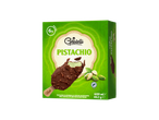 Gelados Gelatelli Pistachio: 6 unidades, chocolate e pedaços de pistache.