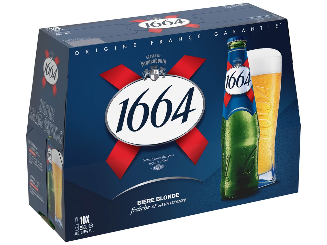 10 bouteilles de bière Kronenbourg 1664 Blonde.