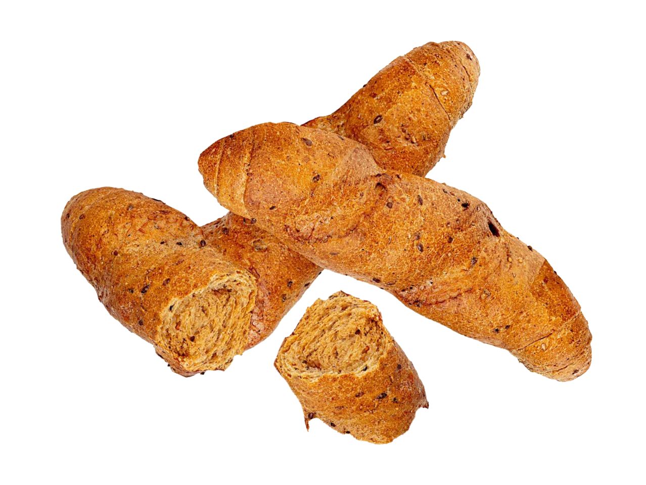 Bäckereiprodukte: Vollkornbrötchen, Scheiben.