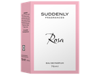 Boîte de parfum rose et blanche 'Suddenly Fragrances Rosa' de 75 ml.